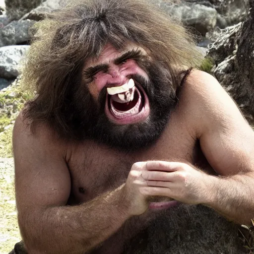 Prompt: Caveman laughing at memes