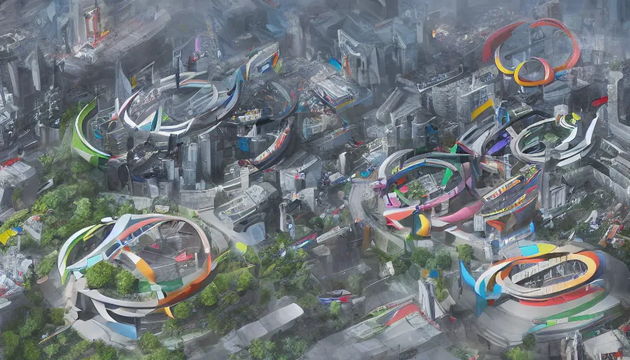 Prompt: 2 0 3 2 olympic games in brussels, hyperdetailed, artstation, cgsociety, 8 k