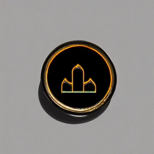 Image similar to a photo of a retro minimalistic clean fire warning enamel pin, studio lighting, behance