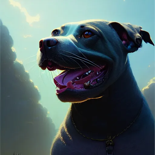 Prompt: highly detailed portrait of saquon barkley as a pitbull, unreal engine, fantasy art by greg rutkowski, loish, rhads, ferdinand knab, makoto shinkai and lois van baarle, ilya kuvshinov, rossdraws, tom bagshaw, global illumination, radiant light, detailed and intricate environment h 6 0 4