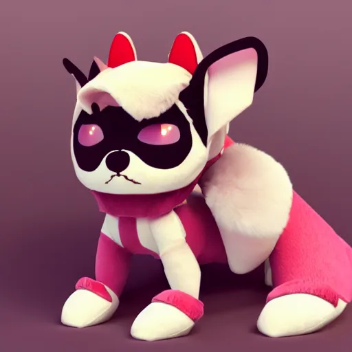 Image similar to cute fumo plush doge girl, floppy ears, gothic maiden, furry anime, vray, tired, napping