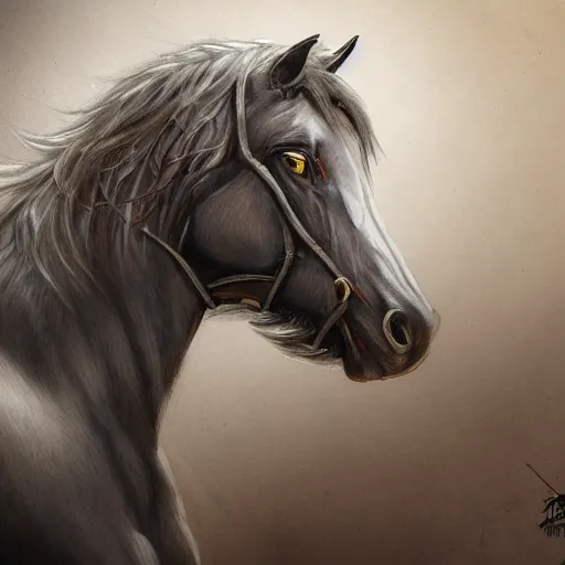 Prompt: strong horse, trending on artstation, high quality, detailed