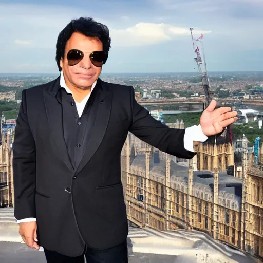 Prompt: juan gabriel visiting big ben