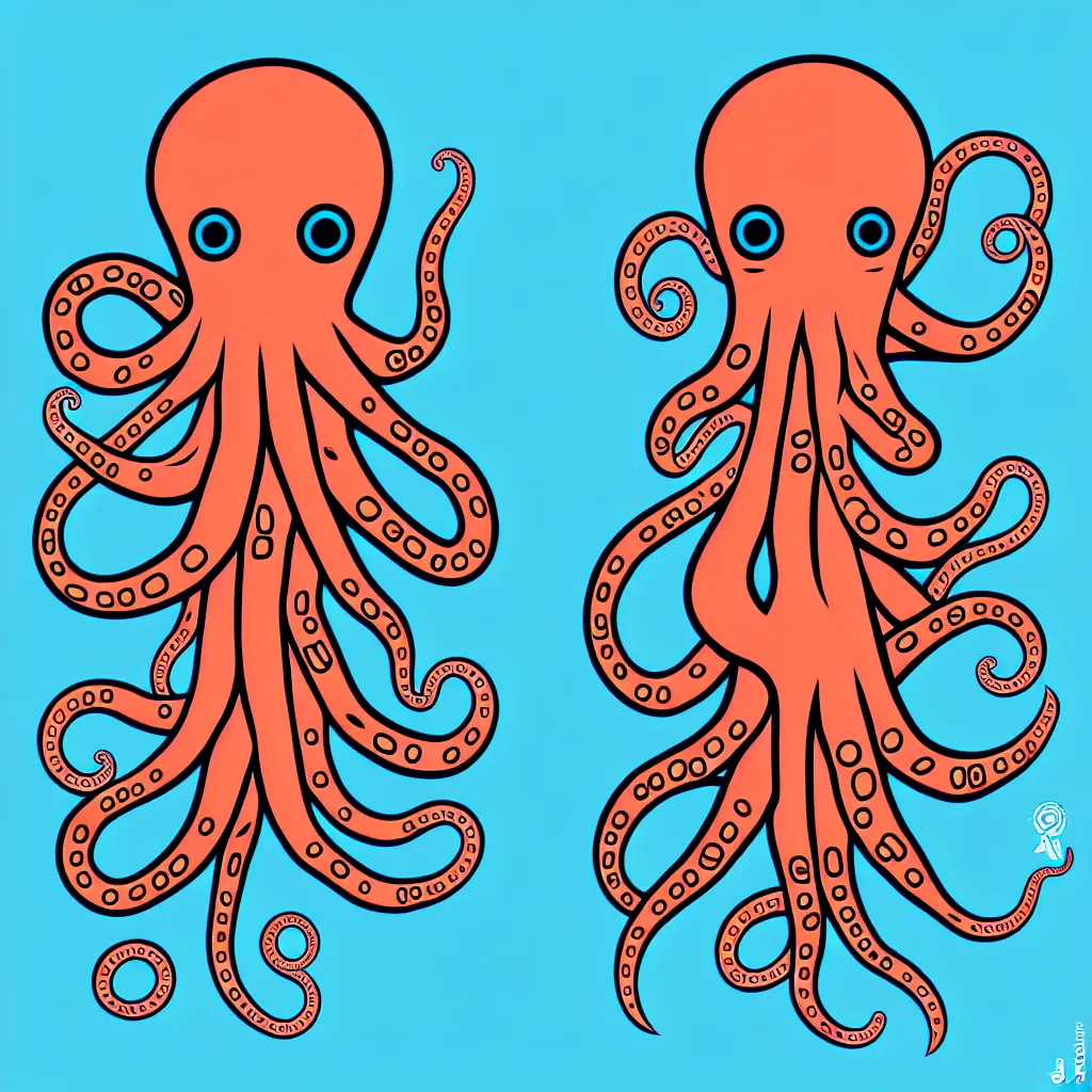 Image similar to cyborg octopus, symmetrical sticker design, vector art, 8k, trending on artstation