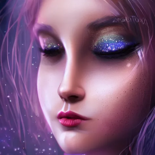 Image similar to a_gorgeous_photography_of_the_face_of_a_magical_fairy_in_the_night_in_a_forest_4k_detailed_trending_on_artstation