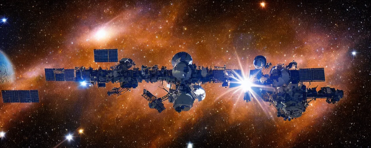 Image similar to space station in a beautiful galaxy