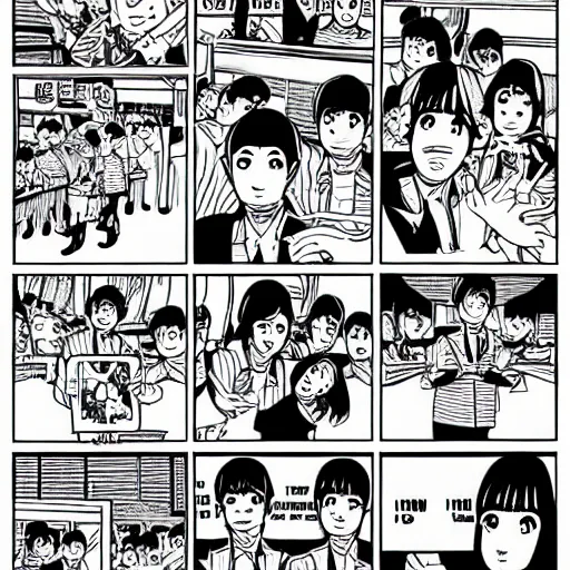 Prompt: Jollibee manga by Junji Ito, b&w