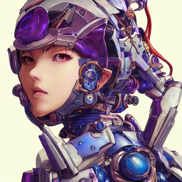 Image similar to studio portrait of lawful good colorful female holy mecha paladin absurdly beautiful, elegant, young cute anime girl, ultrafine hyperrealistic detailed face illustration by kim jung gi, irakli nadar, intricate linework, sharp focus, bright colors, matte, octopath traveler, final fantasy, unreal engine highly rendered, global illumination, radiant light, intricate environment