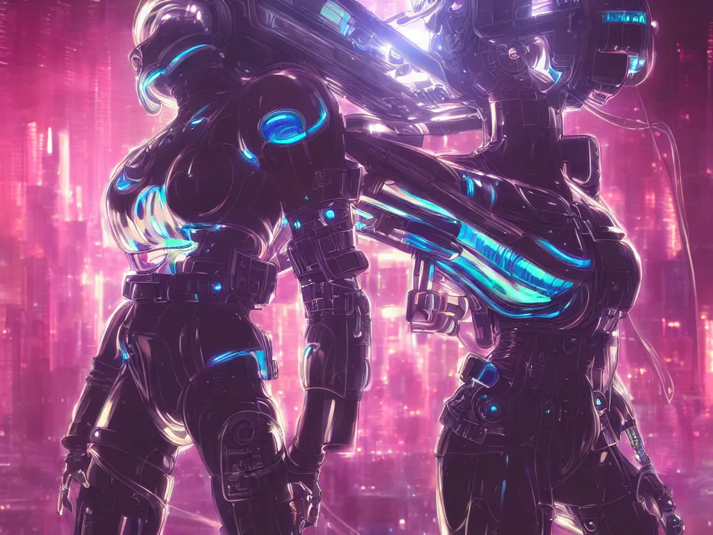 Image similar to anime visual of futuristic cyber warrior girl, in future cyberpunk neon light reflected tokyo rooftop, ssci - fi and fantasy, intricate and very beautiful and elegant, highly detailed, digital painting, artstation, concept art and smooth and sharp focus, illustration, art by huaixuan xiang and tian zi and alphonse mucha and wlop