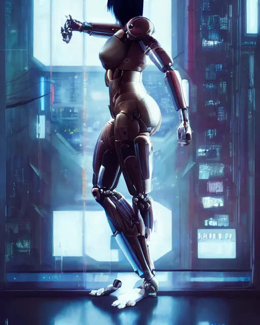 Image similar to weta movie still portrait photo of megan fox as the major ghost in the shell as cyborg woman by pixar, by weta, wlop, ilya kuvshinov, rossdraws, artgerm, maxim cover, latex, sweaty, iridescent, bright morning, anime, liosh, mucha