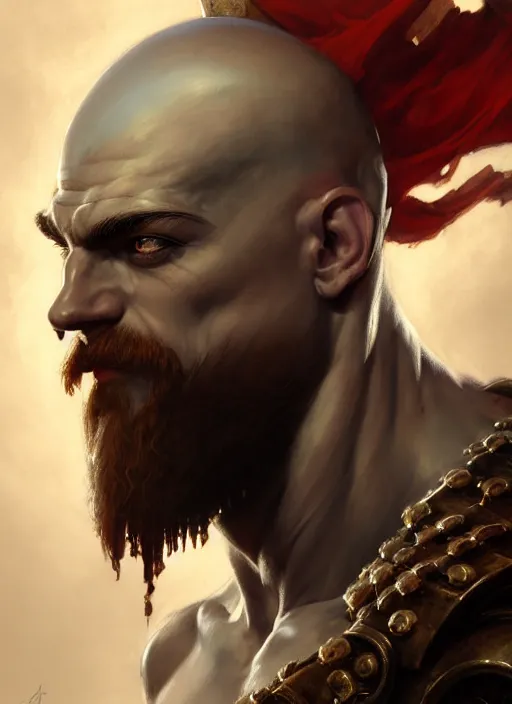 Prompt: portrait shot of kratos, intricate, elegant, highly detailed, centered, digital painting, artstation, concept art, smooth, sharp focus, warframe, illustration, anders zorn, tomasz alen kopera, peter mohrbacher, donato giancola, leyendecker, boris vallejo