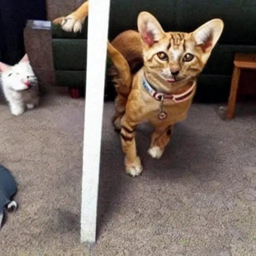 Image similar to dog doing nazi salute with paw. and a cat