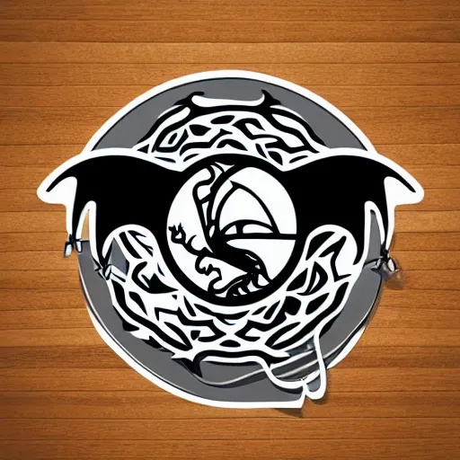 Image similar to svg sticker, centered, round-cropped, white-space-surrounding, Dragon listening to headphones, flat colors, vector art
