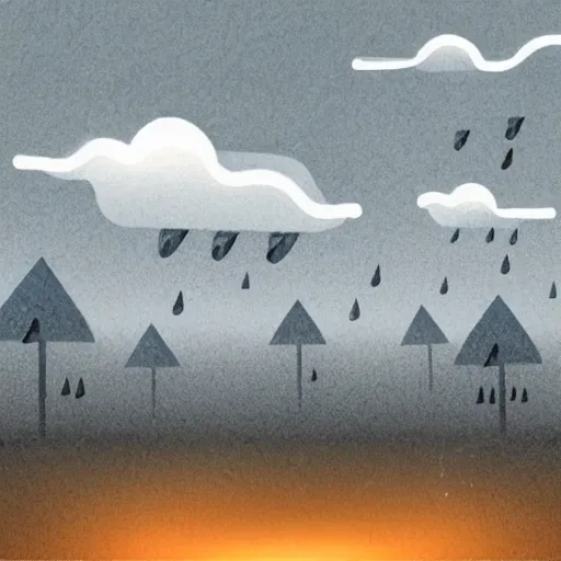 Prompt: rain diorama, cute raining thunderstorm, lightning, 4k detailed, isometric, dark gray environment, cloudy dark
