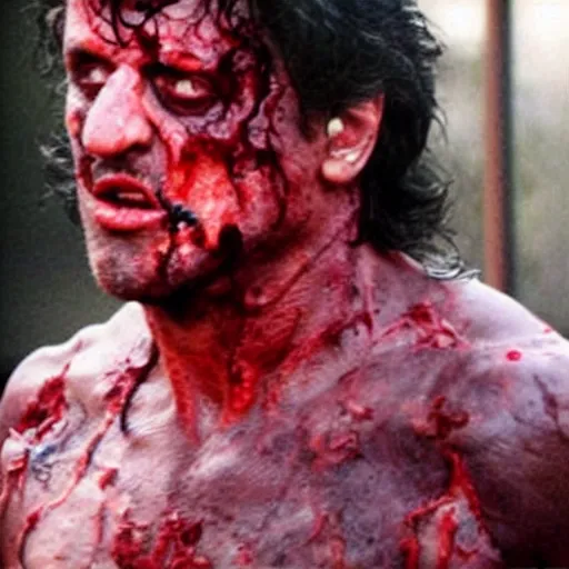 Image similar to zombie sylvester stallone