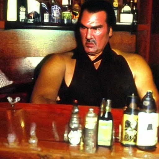 Image similar to steven seagal at a bar, very tired - c 0. 0 0 0 1