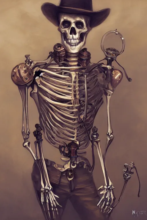 Prompt: Skeleton steampunk by Mandy Jurgens