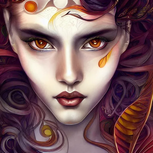 Image similar to an art nouveau, ( art deco ), multi - racial portrait in the style of anna dittmann and charlie bowater and loish. very large, clear, expressive, and intelligent eyes. centered, ultrasharp focus, dramatic lighting, photorealistic digital matte painting, intricate symmetrical ultra detailed background.