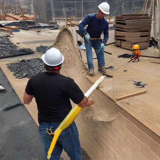 Image similar to Two construction workers removing the moon from the sky