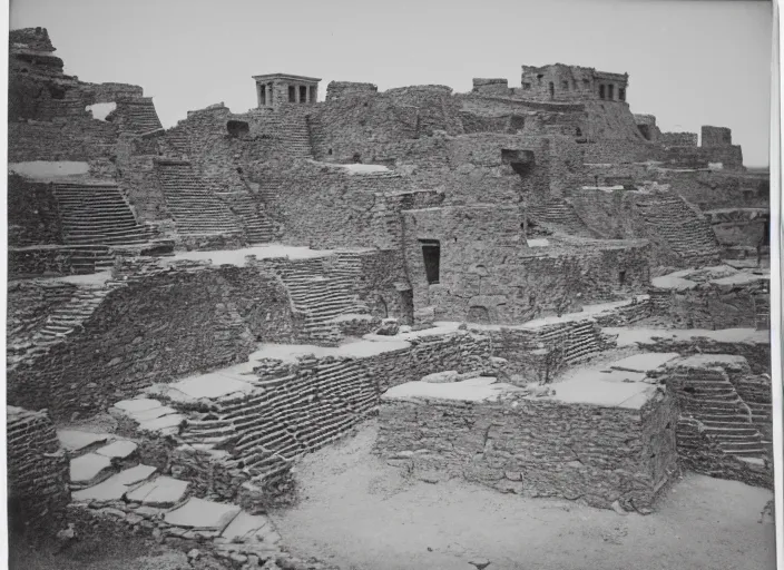 Image similar to Antique photograph of pueblo ruins on a towering Mesa showing terraced gardens in the foreground, albumen silver print, Smithsonian American Art Museum