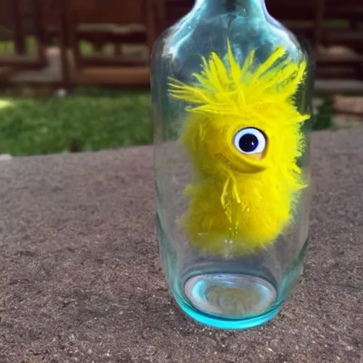 Image similar to big bird in a bottle