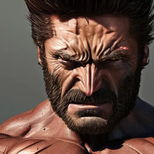 Image similar to Wolverine,muscle extremely detailed, fantastic details full face, mouth, trending on artstation, pixiv, cgsociety, hyperdetailed Unreal Engine, optimization 4k 8k ultra HD, WLOP