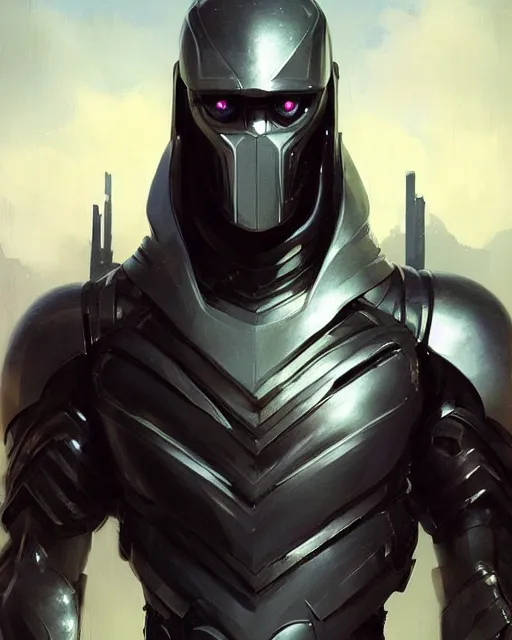 Prompt: wiry muscular male smooth sleek black pearlescent sci - fi armor, by greg rutkowski and mark brookes and jim burns and tom bagshaw and magali villeneuve, trending on artstation