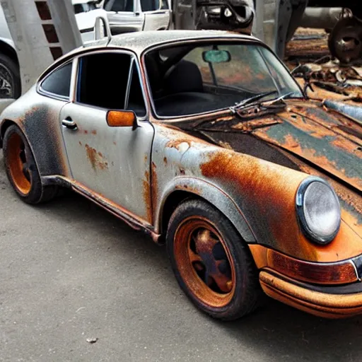 Image similar to rusty, scrap, salvage, junk 9 1 1 porsche