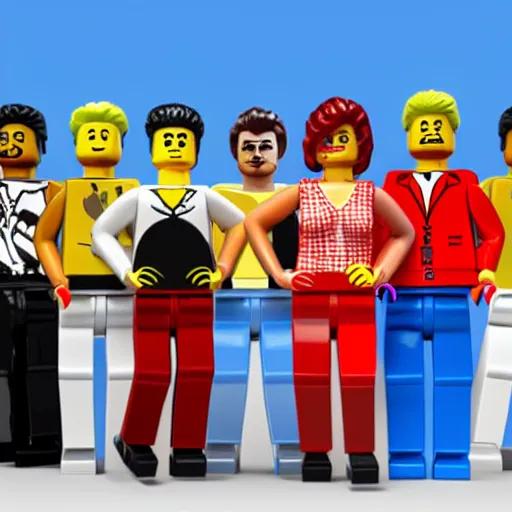 Prompt: a 3D render of the cast of Grease made from LEGO, highly detailed, 4k, Octane render