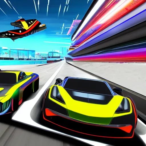Prompt: jetset radio future style racing video game