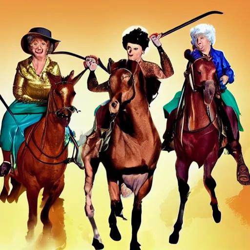 Prompt: the golden girls as the four horsemen of the apocalypse