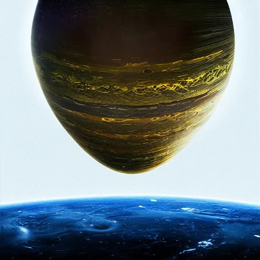 Image similar to the planet earth in space. the planet earth is inside a galactic sized egg. the egg cracks open and the earth slowly falls out. digital art, dramatic lighting, comedy, science fiction, concept art, epic fantasy, surreal. 2 0 0 1 space odyssey. cosmos