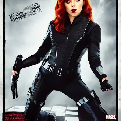 Image similar to Steve buscemi as marvel black widow, promo poster, movie poster, cool pose