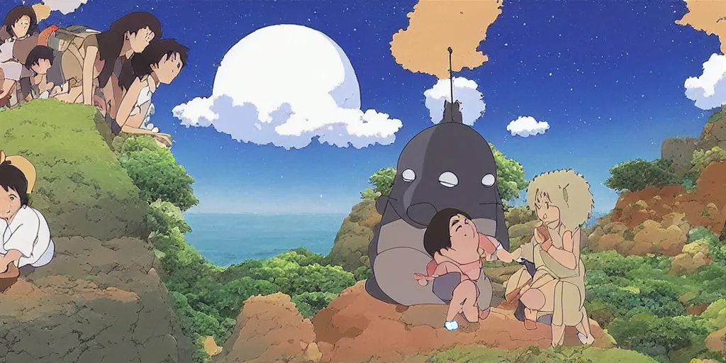 Image similar to The birth of all creation, super wide angle, by Studio Ghibli