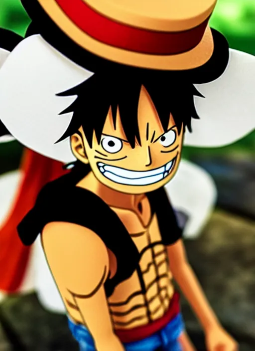 Image similar to photograph of a luffy face, depth of field, focus,
