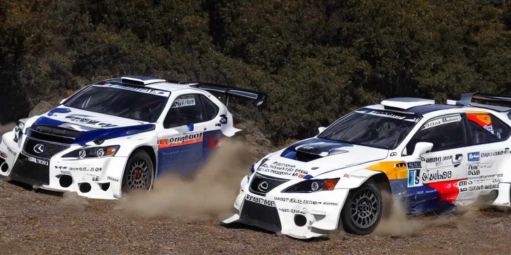 Prompt: Lexus IS350 Rally Car