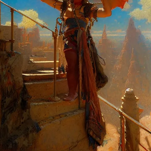 Image similar to stairway to heaven. highly detailed painting by gaston bussiere, craig mullins, j. c. leyendecker 8 k