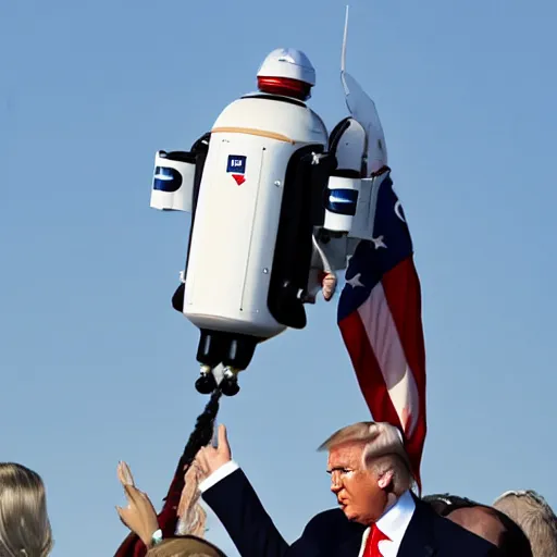 Prompt: donald trump with a jetpack