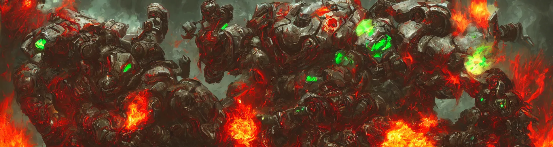 Image similar to Doom slayer on pile of money fighting corporate greed demons, rip and tear, splash screen art, vivid, digital painting