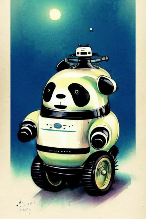 Prompt: ( ( ( ( ( 1 9 5 0 s retro future android robot fat robot panda wagon. muted colors., ) ) ) ) ) by jean - baptiste monge,!!!!!!!!!!!!!!!!!!!!!!!!!