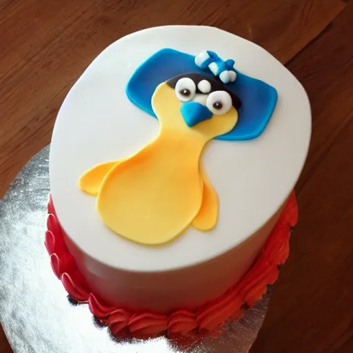 Image similar to birthday cake in the shape of a penguin