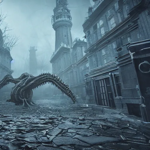 Prompt: a scary, angry, lovecraftian ai, extremely intricate details, unreal engine render, 4 k