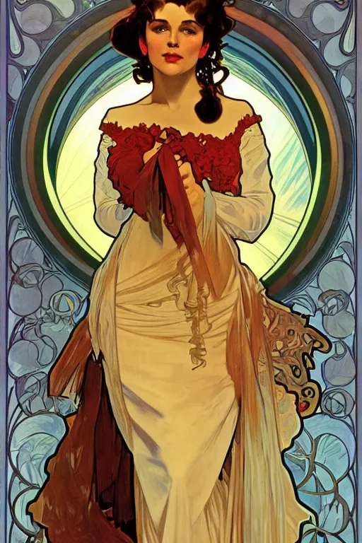 Prompt: scarlett o'hara, painting by alphonse mucha, detailed art, artstation