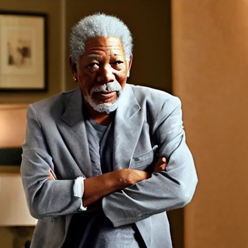 Prompt: morgan freeman in the movie tenet,