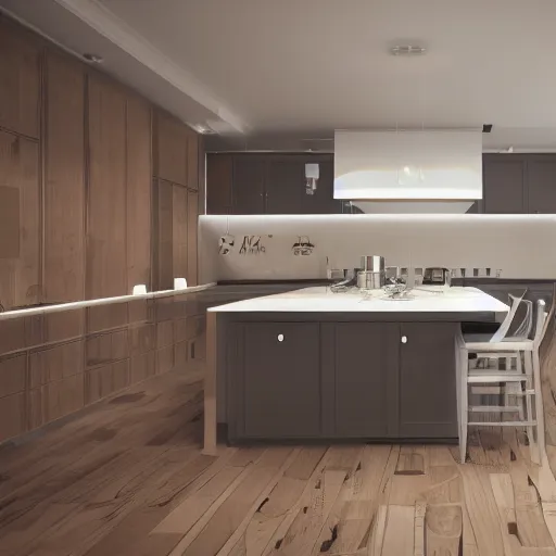 Image similar to kitchen model inside crystal ball, octane render hyperdetailed,