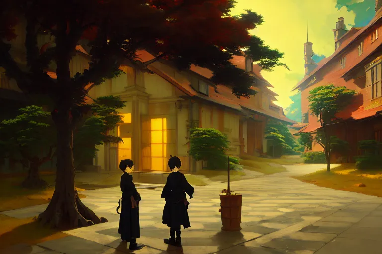 Image similar to baroque oil painting of anime key visual concept art, rule of thirds, dynamic lighting, cinematic, fake hidden detail, acrylic painting, trending on pixiv fanbox, palette knife and brush strokes, style of makoto shinkai jamie wyeth james gilleard edward hopper greg rutkowski studio ghibli genshin impact