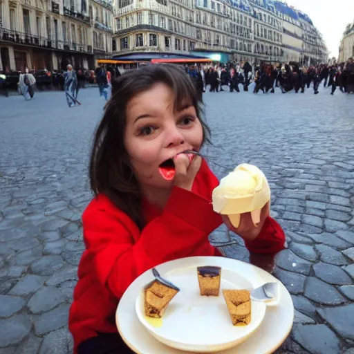 Image similar to satan eating ice cream in paris