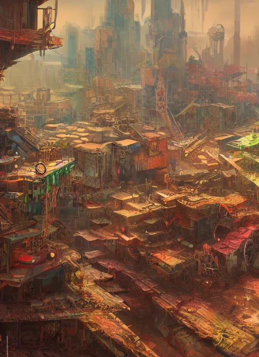 Image similar to detailed concept art illustration colorful oil painting of a dystopian fantasy world in full intricate design, ultra detailed, digital art, octane render, 4K, dystopian, micro details, hyper realistic