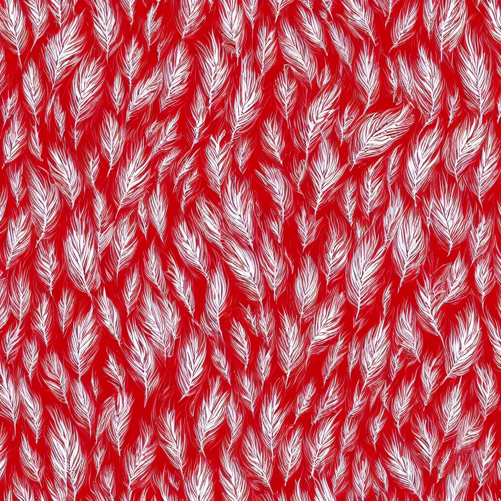 Image similar to seamless red and white symmetric feather texture, 4k