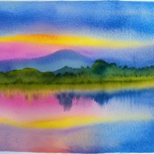 Prompt: iridescent watercolor painting of sunset RIo de Janiero